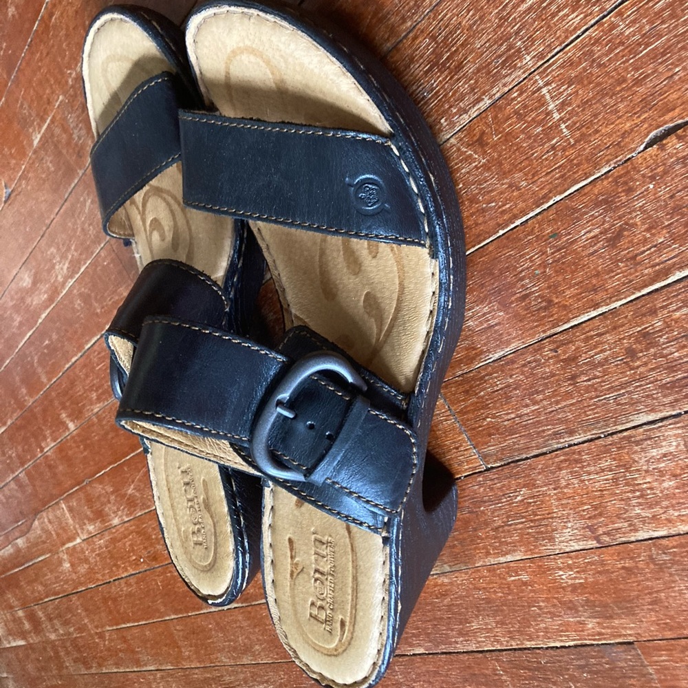 Black strapped high heel sandal clogs